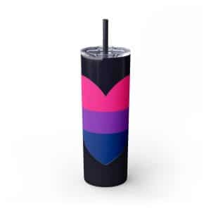 Skinny Tumbler with Straw, 20oz Bisexual Heart