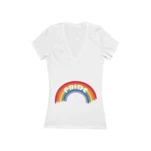 Women's Jersey Short Sleeve Deep V-Neck Tee Pride Rainbow