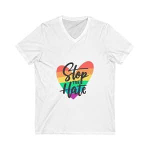 Unisex Jersey Short Sleeve V-Neck Tee - Stop The Hate