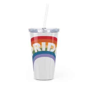 Plastic Tumbler with Straw Pride Rainbow