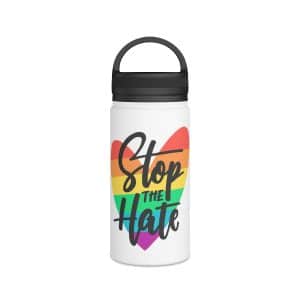 Stainless Steel Water Bottle, Handle Lid Stop The Hate