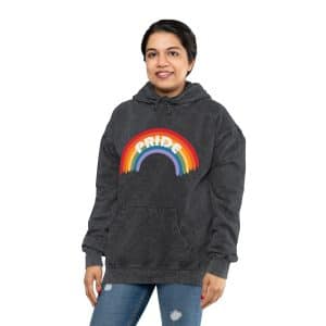 Unisex Mineral Wash Hoodie Pride Rainbow