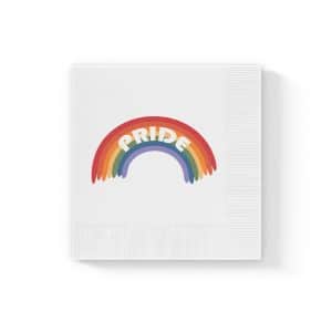 White Coined Napkins Pride Rainbow