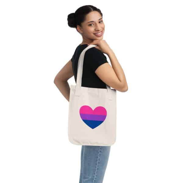 Bisexual Heart Organic Canvas Tote Bag - Image 4