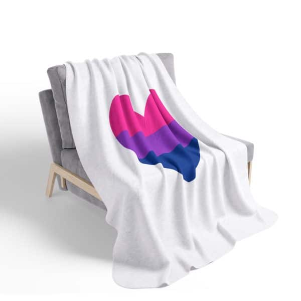 Bisexual Heart Fleece Sherpa Blanket - Image 11