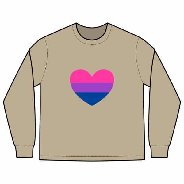 Bisexual Heart Men's Heavy Faded Long Sleeve Tee - Image 3