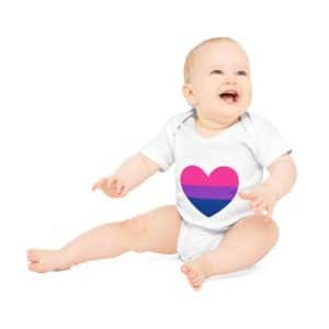 Bisexual Heart Baby Organic Short Sleeve Bodysuit