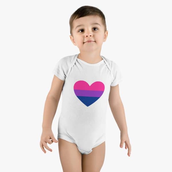 Bisexual Heart Onesie® Organic Baby Bodysuit - Image 3