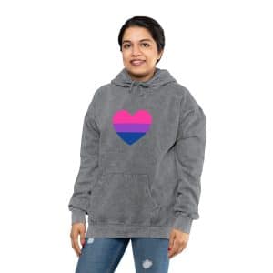 Bisexual Heart Unisex Mineral Wash Hoodie