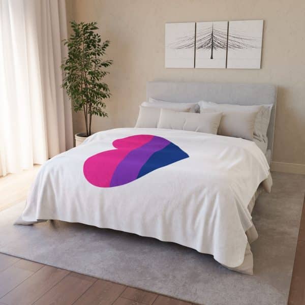 Bisexual Heart Fleece Sherpa Blanket - Image 18