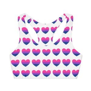 Bisexual Heart Girls' Double Lined Seamless Sports Bra (AOP)