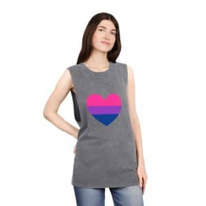 Bisexual Heart Unisex Stonewash Tank Top