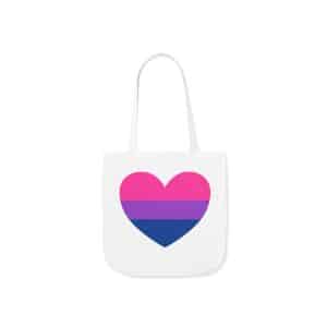 Bisexual Heart Canvas Tote Bag, 5-Color Straps