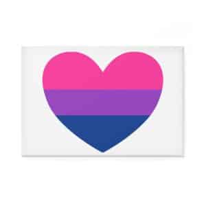 Bisexual Heart Button Magnet, Rectangle (1 & 10 pcs)