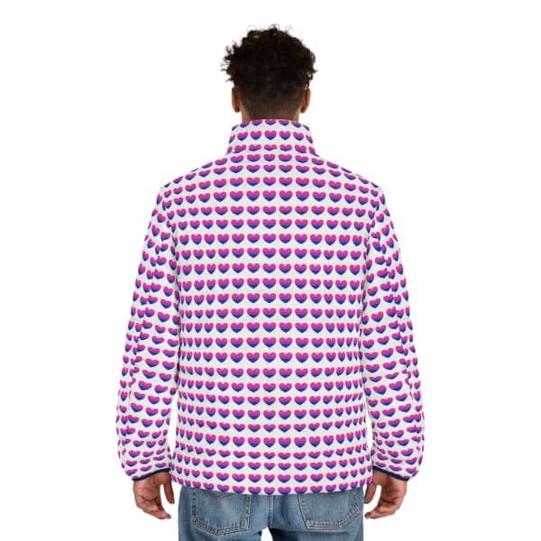 Bisexual Heart Men's Puffer Jacket (AOP) - Image 10