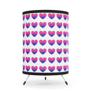 Bisexual Heart Tripod Lamp with High-Res Printed Shade, USCA plug