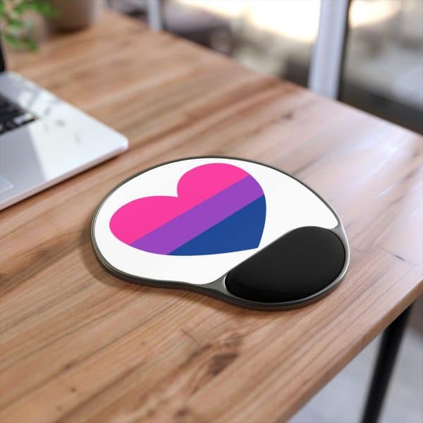 Bisexual Heart Mouse Pad With Wrist Rest - Image 2