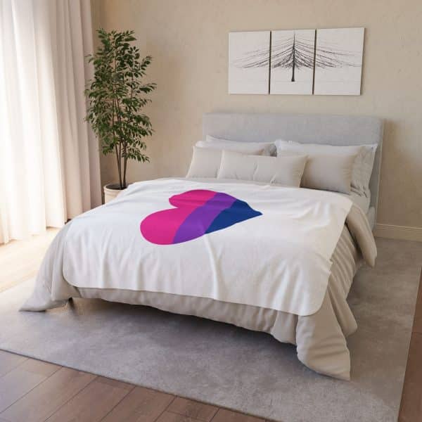 Bisexual Heart Fleece Sherpa Blanket - Image 12