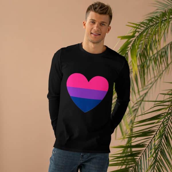Bisexual Heart Men’s Base Longsleeve Tee - Image 3