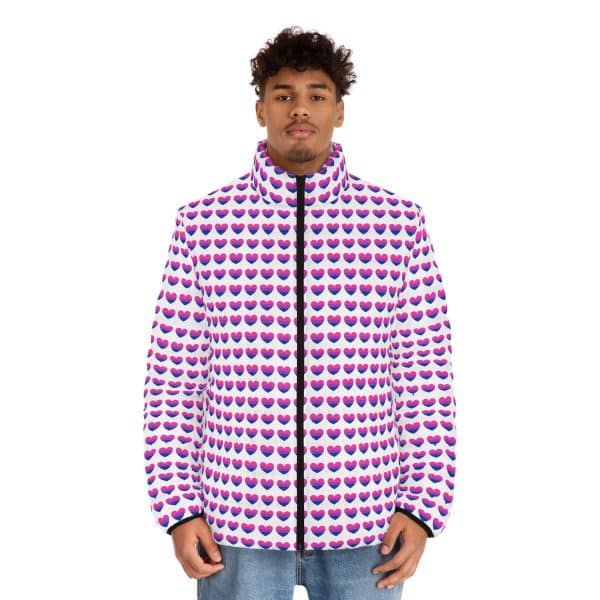 Bisexual Heart Men's Puffer Jacket (AOP) - Image 3