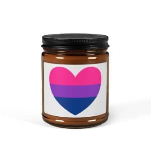 Bisexual Heart Scented Soy Candle (Multi-Size, Amber Jar)