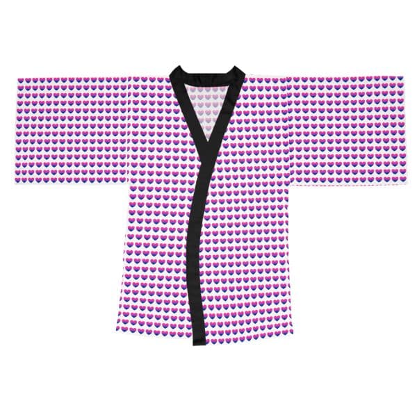 Bisexual Heart Long Sleeve Kimono Robe (AOP)