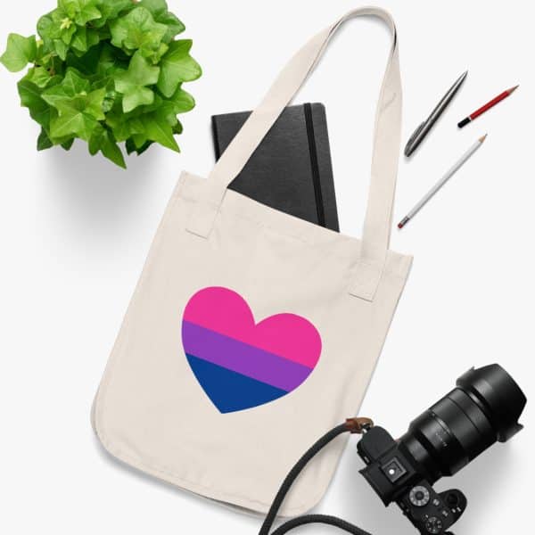 Bisexual Heart Organic Canvas Tote Bag - Image 3