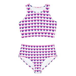 Bisexual Heart Sporty Bikini Set (AOP)