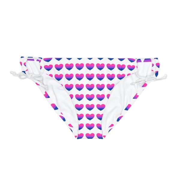 Bisexual Heart Loop Tie Side Bikini Bottom (AOP)