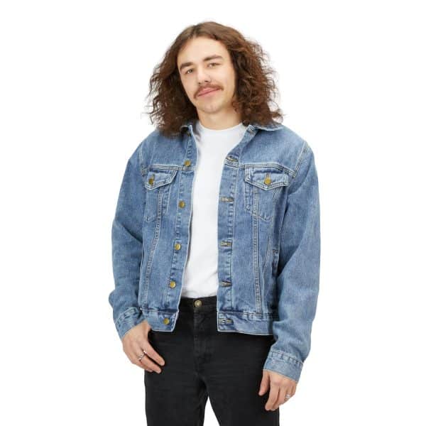 Bisexual Heart Men's Denim Jacket - Image 3