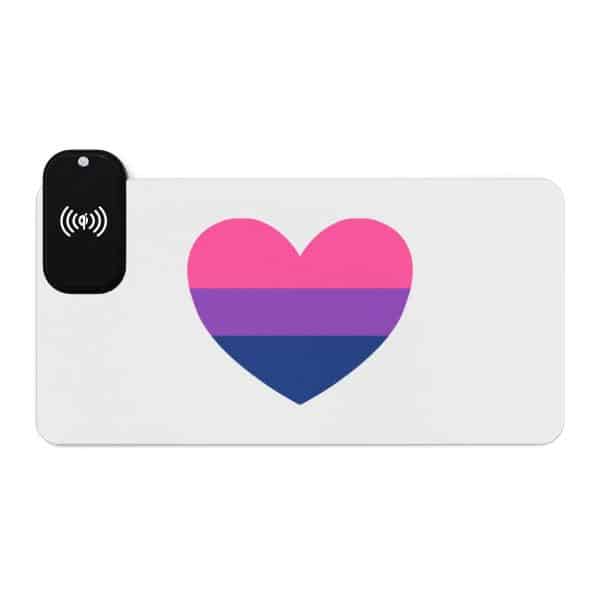 Bisexual Heart LED Gaming Mouse Pad, Wireless Charging
