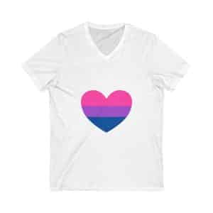 Bisexual Heart Unisex Jersey Short Sleeve V-Neck Tee