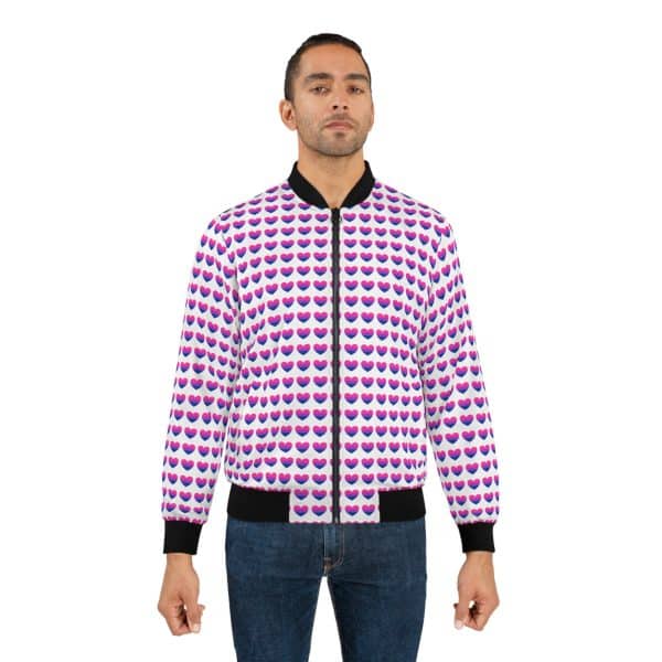 Bisexual Heart Men's Bomber Jacket (AOP) - Image 3