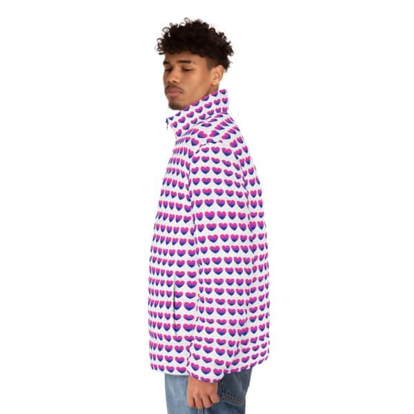 Bisexual Heart Men's Puffer Jacket (AOP) - Image 12