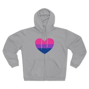 Bisexual Heart Unisex Hooded Zip Sweatshirt