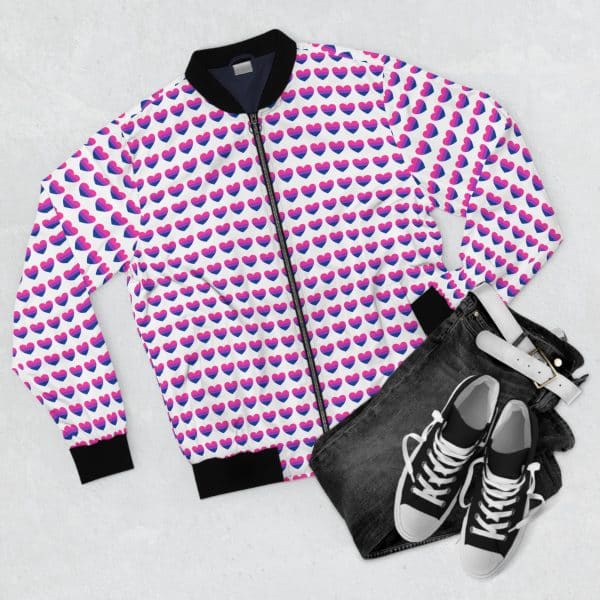 Bisexual Heart Men's Bomber Jacket (AOP) - Image 4