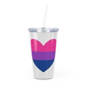 Bisexual Heart Plastic Tumbler with Straw