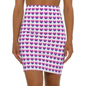 Bisexual Heart Women's Mid-Waist Pencil Skirt (AOP)