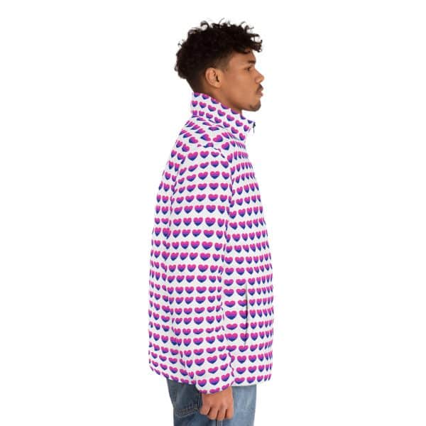 Bisexual Heart Men's Puffer Jacket (AOP) - Image 11