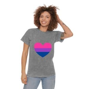 Bisexual Heart Unisex Mineral Wash T-Shirt